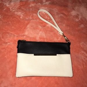 Cream, black, & gold wristlet